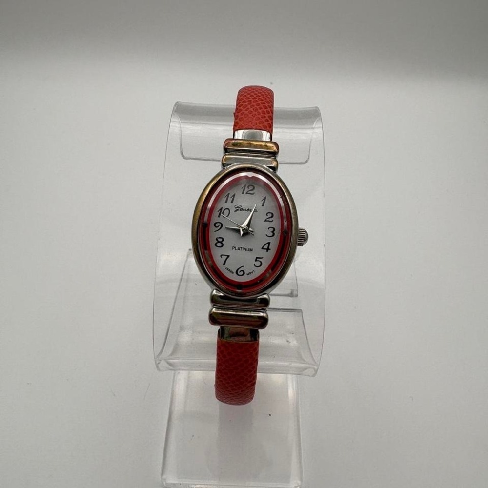 Vintage Coral‎ Geneva Cuff/Bangle Watch Oval Dial